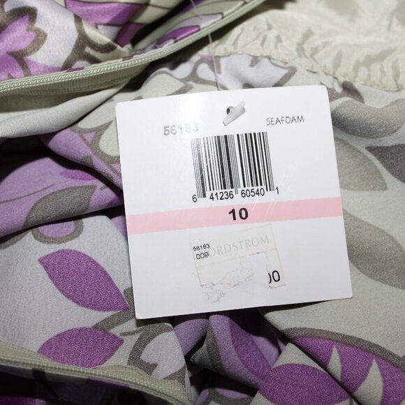 Donna Morgan Womens Seafoam Dress Purple Green Floral Babydoll Size 10 NWT - Picture 6 of 8